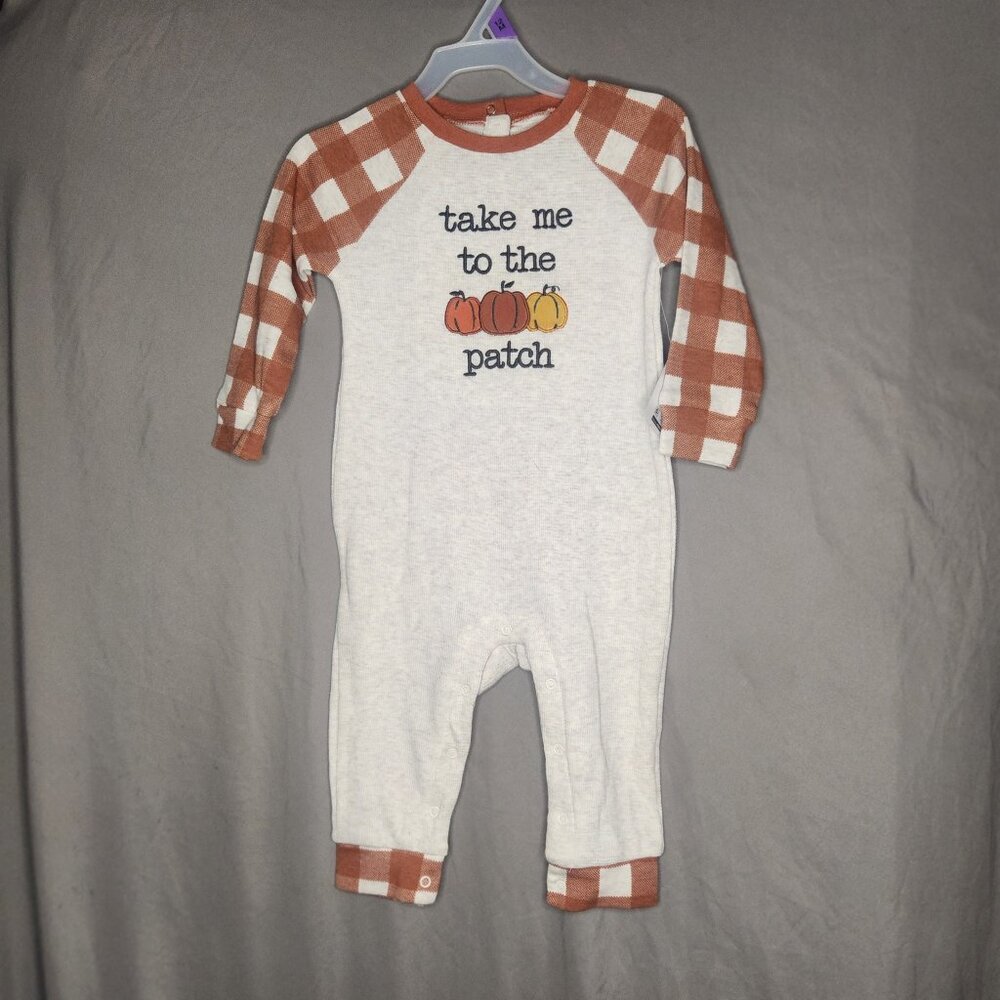 Take me to the patch 12 Month Long Sleeve Romper. Fall Pumpkin Patch